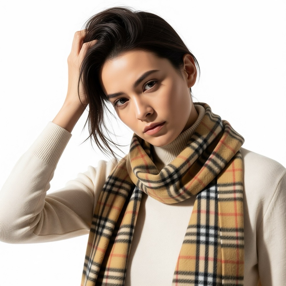 ROYAL ROSSI PLAID CASHMERE SCARF - Picture 5 of 10